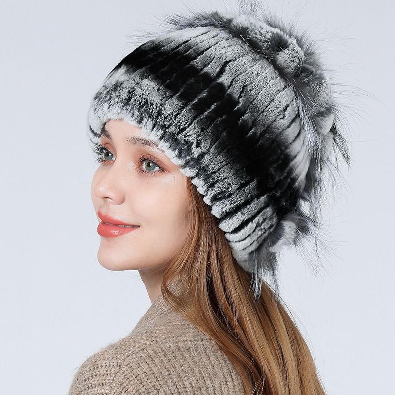 Sügis- ja talve uus karusnahast kootud müts naaritsa karusnahast pullover müts daamide talvemood soe müts_voghion.com