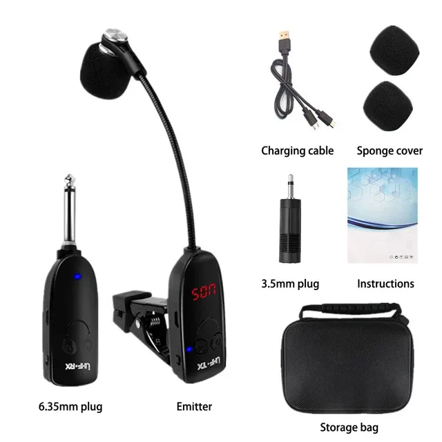 Σαξόφωνο, τρομπέτα, τρομπόνι, ειδικό ασύρματο μικρόφωνο, ασύρματος δέκτης, πομπός, εμβέλεια 160 ποδιών, σύνδεση και λειτουργία, ιδανικό για_voghion.com