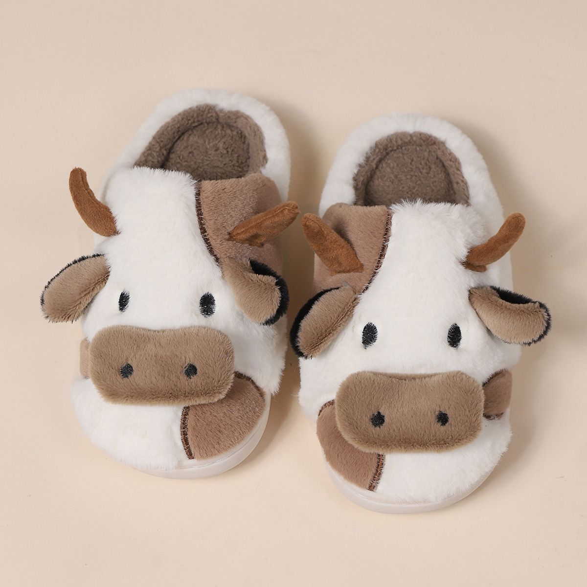 Nuove pantofole invernali da interno soffici, simpatiche mucche da cartone animato Baotou, spesse e calde, in peluche di cotone_voghion.com