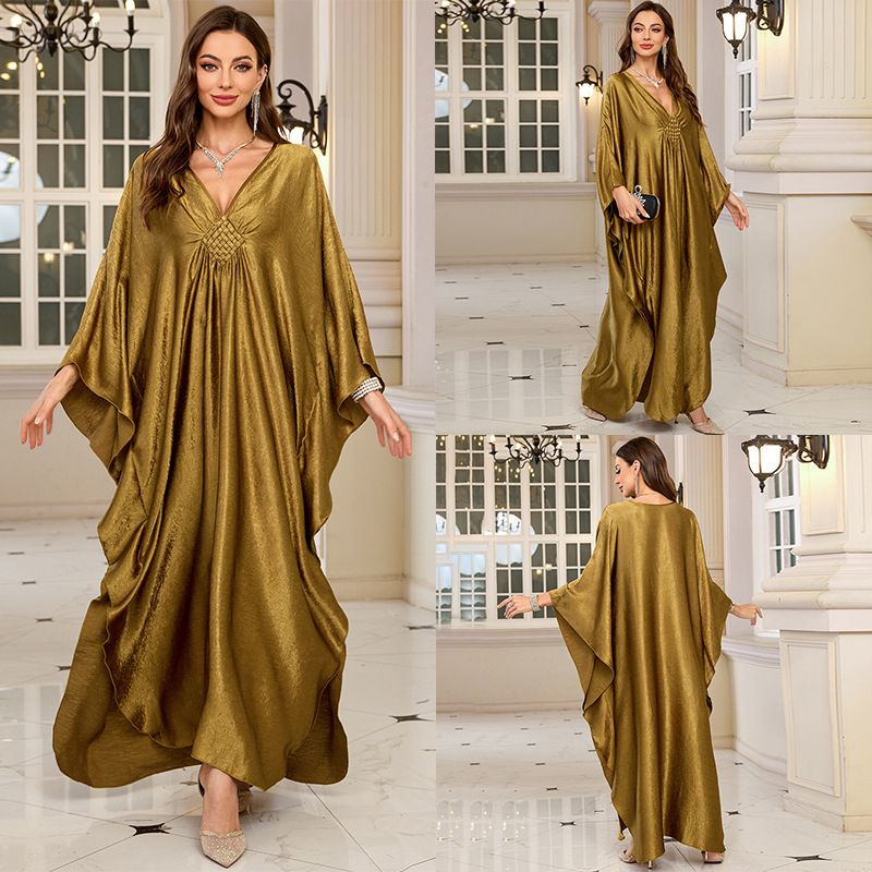 Women's Clothing Polyester Gold Loose Large Size Robe Beach Jacket Dress Long Dress Bikini Outer Cover_voghion.com