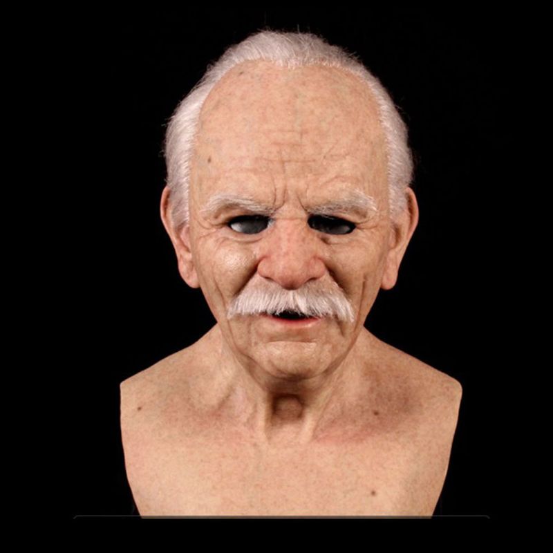 Halloween Independent Station New Old Man Head Mask Old Man Granny Headgear Holiday Dress Cos Funny Props_voghion.com