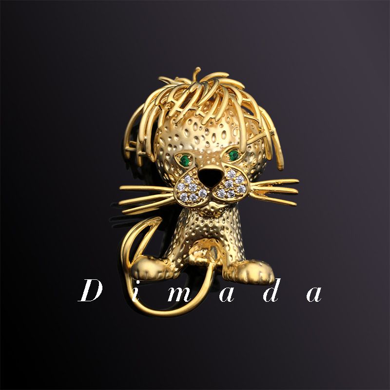 Dimada Dimanda Spilla da uomo con piccolo leone, spilla di alta qualità, stile retrò europeo e americano, letteratura e arte di corte._voghion.com