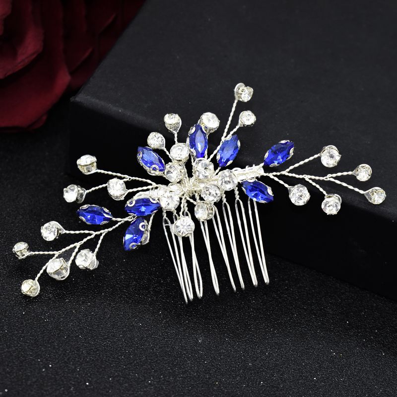 Hodepryd Fargerik Rhinestone Hårkam Brud Brudekjole Tilbehør Håndlaget Kam Hår Sidekant_voghion.com