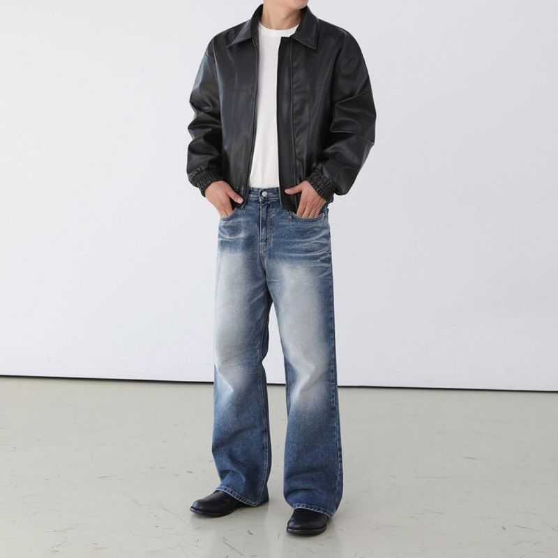 Abbigliamento maschile, elegante giacca da motociclista in pelle corta, giacca primaverile da uomo, giacca in pelle con risvolto largo_voghion.com