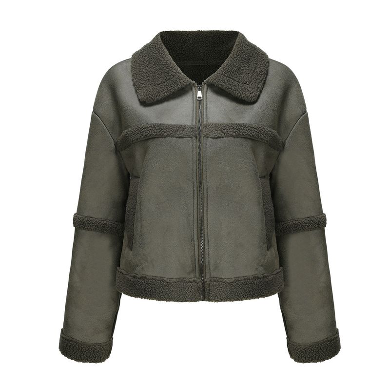 2024 Autunno Inverno Nuovo Suede Moda, Caldo, e Pelliccia Casual Antivento Cappotto Abbigliamento Donna_voghion.com