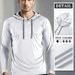 Sweat à capuche de performance pour homme - Haut de course slim évacuant l'humidité pour l'automne et l'hiver, vêtement de fitness léger à séchage rapide avec capuche réglable_voghion.com