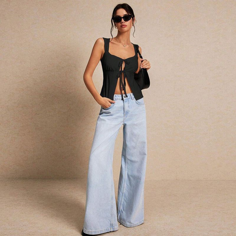 Cravatta da donna a pois, svasata, a vita alta, vestibilità slim, vestibilità regolare, cintura, tasca a strati, abbigliamento femminile._voghion.com