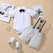 Mother & Kids New style boy baby gentleman bow tie bib shorts suit summer baby British style romper short sleeve two-piece suit_voghion.com