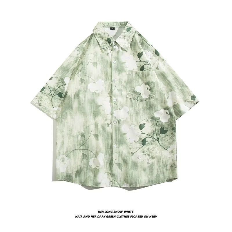 Men's clothing autumn  fashion casual floral shirt men's new niche couple shirt jacket men_voghion.com