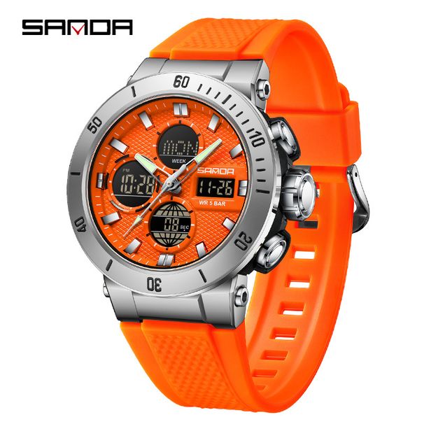 Herren-Sportuhr mit Dual-Display – 50 m wasserdicht, Multifunktion, LED-Hintergrundbeleuchtung – großes Zifferblatt mit analoger und digitaler Anzeige_voghion.com