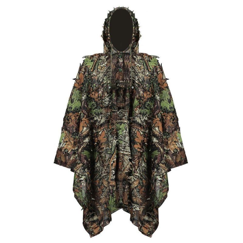 Tactical 3D Stereoscopic Leaf Camouflage Invisible Hunting Suit Cloak Raincoat_voghion.com