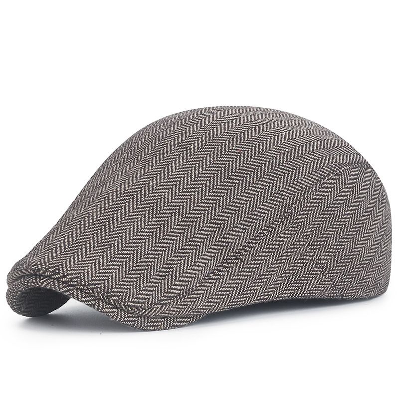 Forår og efterår herrehat med sildebensmønster og andetonus, justerbar omkreds, fremadrettet, moderigtig britisk baret_voghion.com