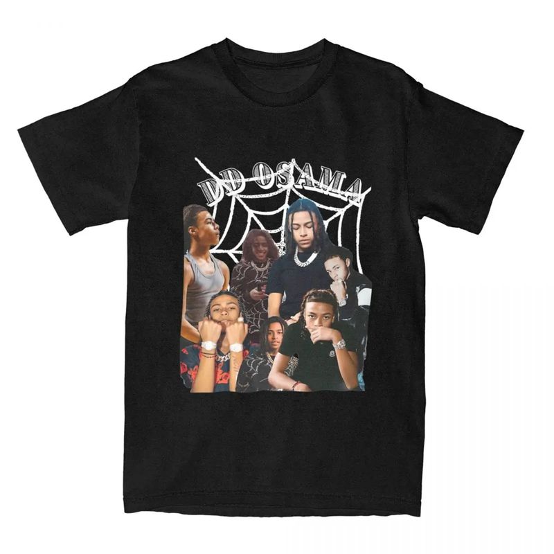 T-shirt humoristique pour homme et femme, musique hip-hop Dd Osama Rapper, en pur coton, idéal pour Noël._voghion.com