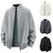 Roupas Masculinas Cardigã Masculino Estilo Coreano com Zíper Duplo - Manga Longa, Caimento Solto, Minimalista, Gola Alta, Unissex_voghion.com