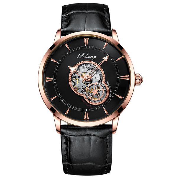Orologio meccanico automatico casual da uomo con cinturino in pelle, orologio da uomo di lusso impermeabile ultra sottile con cavità_voghion.com