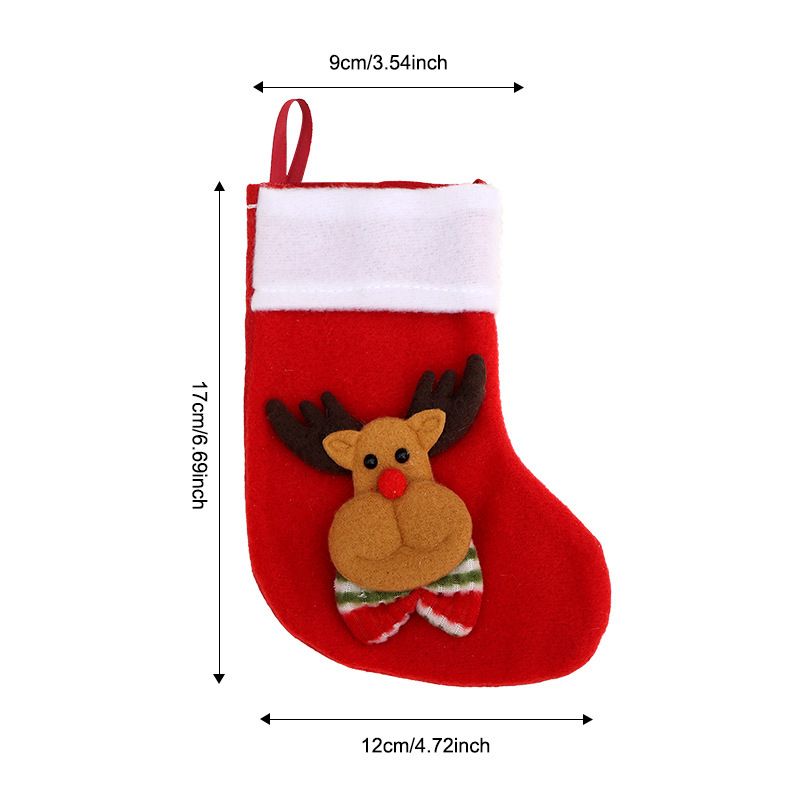Kuscheliges Flanell-Weihnachtsstrümpfe-Set – Kleine festliche Socken mit Weihnachtsmann-, Schneemann- und Rentiermotiven für Weihnachtsdekoration und Süßigkeitengeschenke_voghion.com