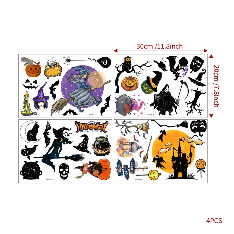 Halloween Pumpkin Bat Witch Decorative AFH1251 Party Window Decoration Wall Stickers_voghion.com