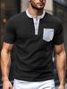 Unbeatable Quality Men's Clothing Inventory Summer New Product Machine Washable Patch Bag, Open Placket, Color Blocked Polyester Waffle_voghion.com
