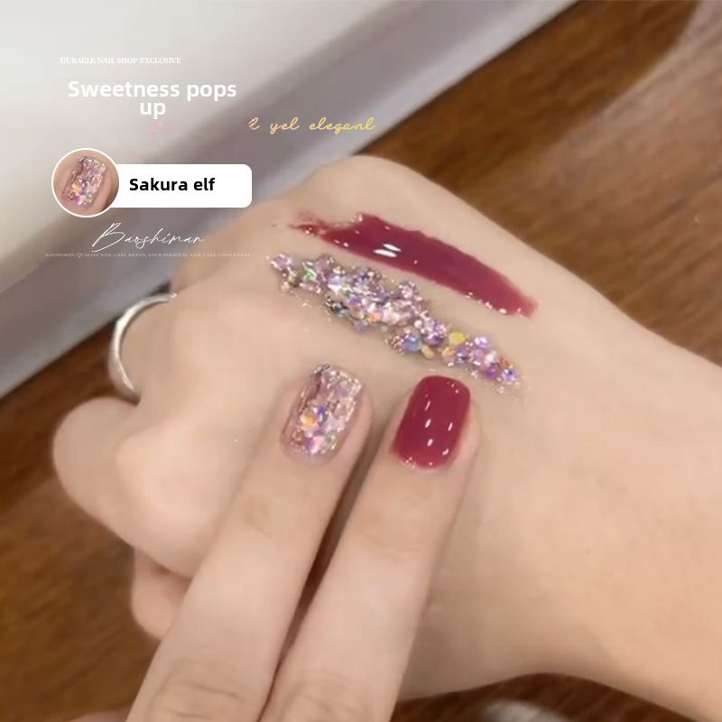 Pegamento para esmalte de uñas Dopamine 2023 nuevo y popular pegamento para esmalte de uñas de dos colores blanco con lentejuelas brillantes para salón de uñas_voghion.com