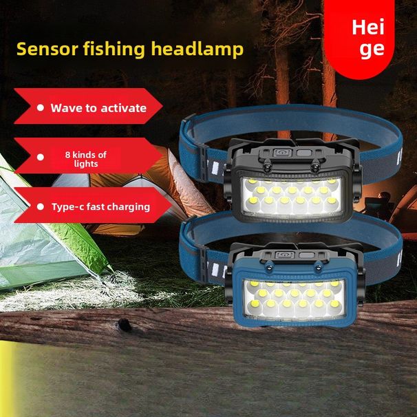 Smart Sensor Rechargeable Ultra-Bright Head-Mounted Mining Lamp For Hiking, Cycling, Night Fishing, Outdoor Headlamp_voghion.com