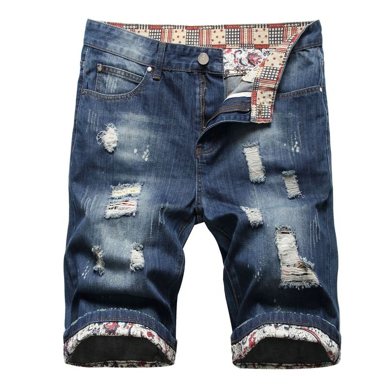 Jeans dritti da uomo con baffi tridimensionali artigianali con fodera in foro sfilacciato stile estivo alla moda da uomo_voghion.com