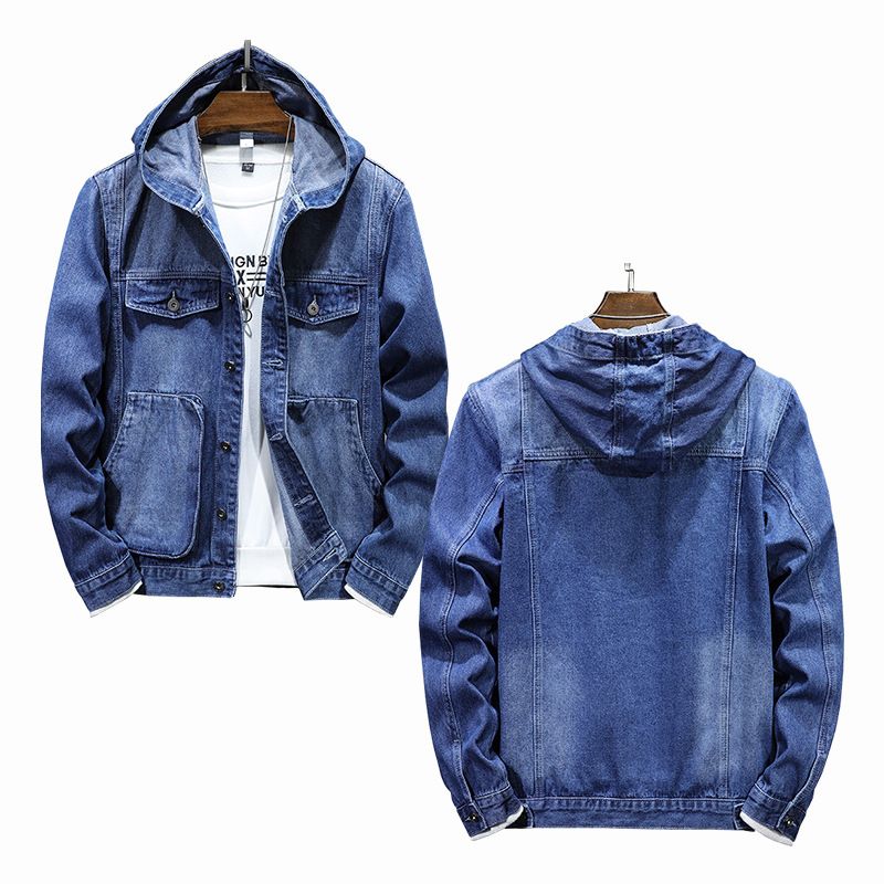 Abbigliamento da uomo, nuova giacca casual da uomo, primavera 2025, versatile e alla moda, vestibilità comoda, giacca in denim con cappuccio per uomo_voghion.com