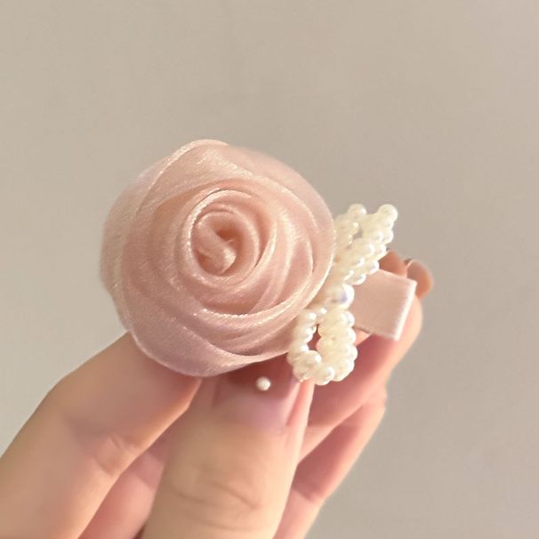 Nádherná růžová francouzská retro růžová květinová sponka do vlasů s perlovou mašlí, ofinou, boční sponka, vlasové doplňky s vílou dívkou_voghion.com