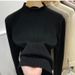 Women's Fleece-Lined Knit Sweater Long Sleeve Semi-Turtleneck Thermal Base Layer Slim Fit Pure Color Winter Top_voghion.com