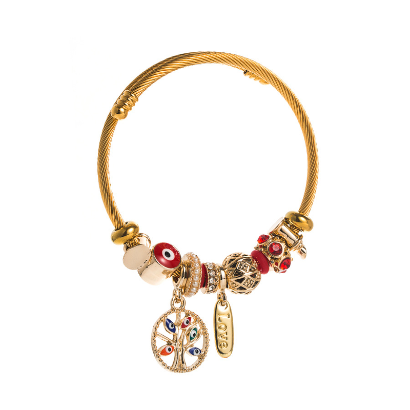Rustfritt stål Armbånd Drop Oil Devil's Eye Armbånd Life Tree Armbånd for kvinner Metall Vanntett Luksus Armbånd Femme Smykker Tilbehør_voghion.com