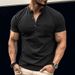 Unbeatable Quality Men's Short Sleeved Henry Shirt T-shirt With Pockets, Button Stand Up Collar, Fashionable Basic Style_voghion.com