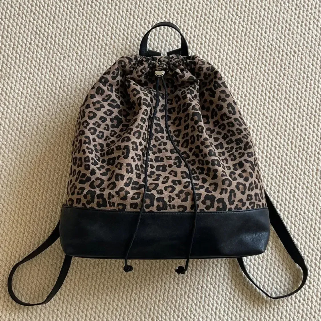 Fashion Y2k Womens Casual Street Leopard Print Drawstring Bag Large Capacity Rucksack Bolsos De Mujer 240829_voghion.com