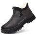 Winter Cotton With Fleece Lining, Thickened, Warm, Non-Slip, Leather Surface, Waterproof, Men's Casual Shoes, Work Shoes_voghion.com