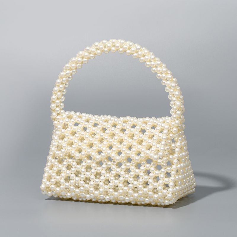 ENSPT Perlen-Strandtasche – handgewebte Strohtasche mit Perlenakzenten für Damen (Boho-Urlaubstasche)_voghion.com