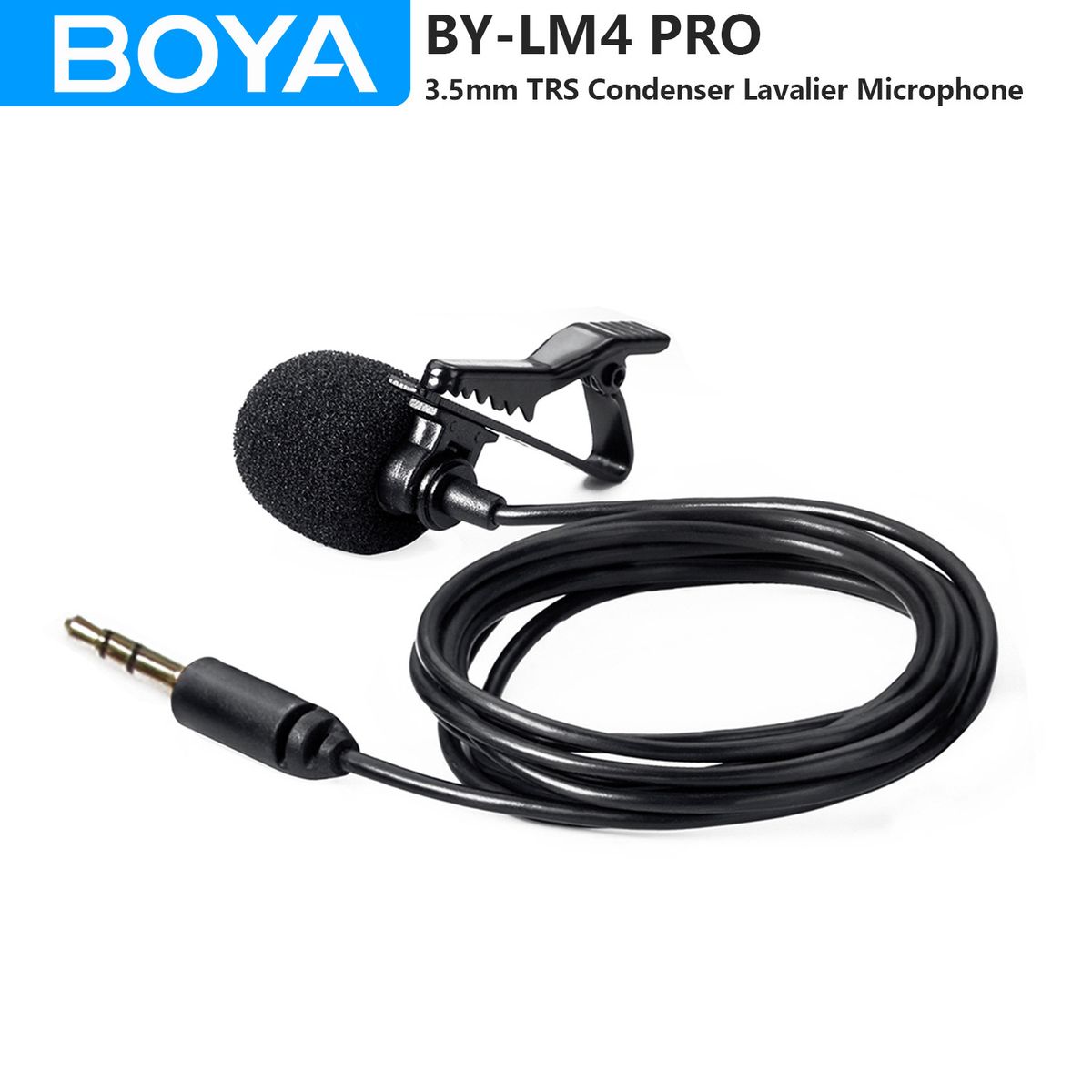 BOYA BY-LM4 3.5mm TRS Condenser Lavalier Lapel Microphone for BY-WM4 PRO DSLRs Cameras Live Streaming Youtube Recording_voghion.com
