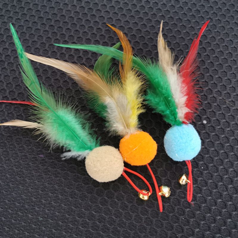 Steel Wire Cat Teaser Wand Fluffy Ball Feather Replacement Heads Individually Packaged_voghion.com