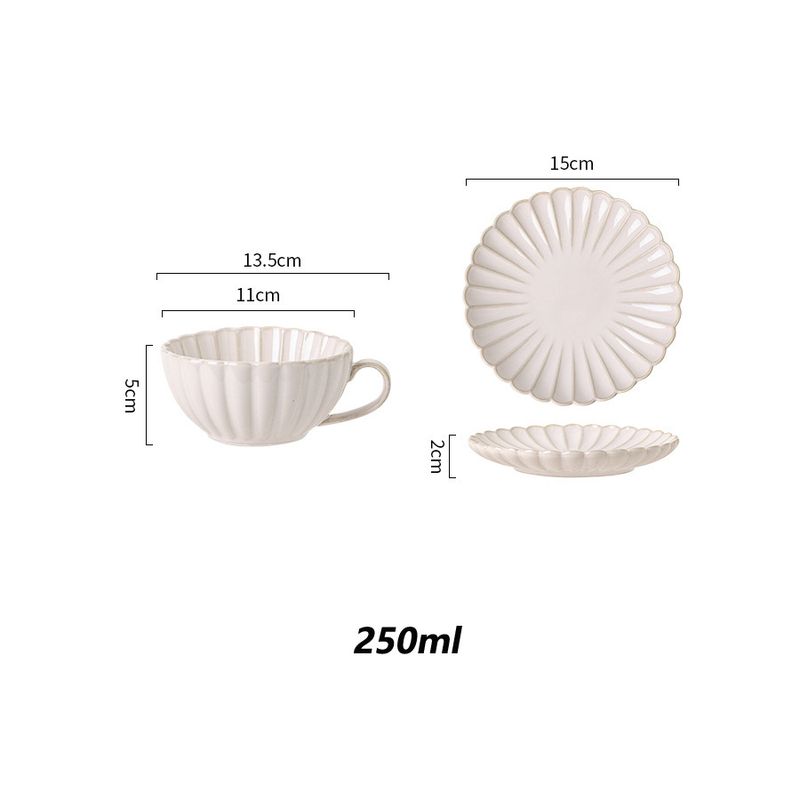 Mudança de forno Azul Branco Crisântemo Cerâmica Café Requintado Escritório Chá da Tarde Latte Xícara e Pires_voghion.com