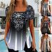 Women's ethnic style button-open short-sleeved blouse_voghion.com