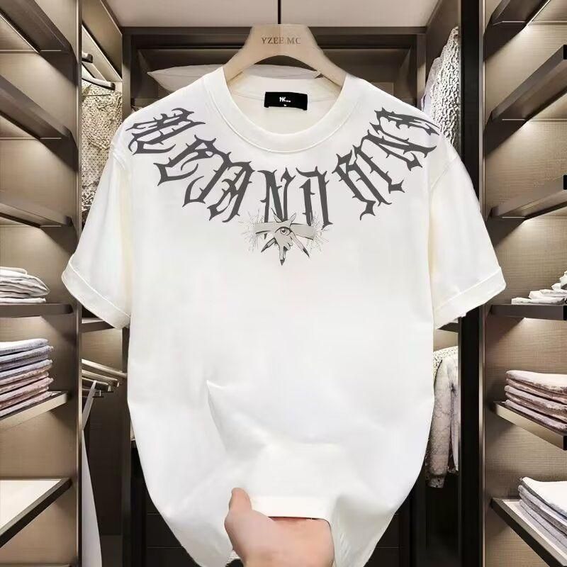 Abbigliamento maschile puro cotone estate sciolto girocollo versatile manica corta T-shirt Top_voghion.com