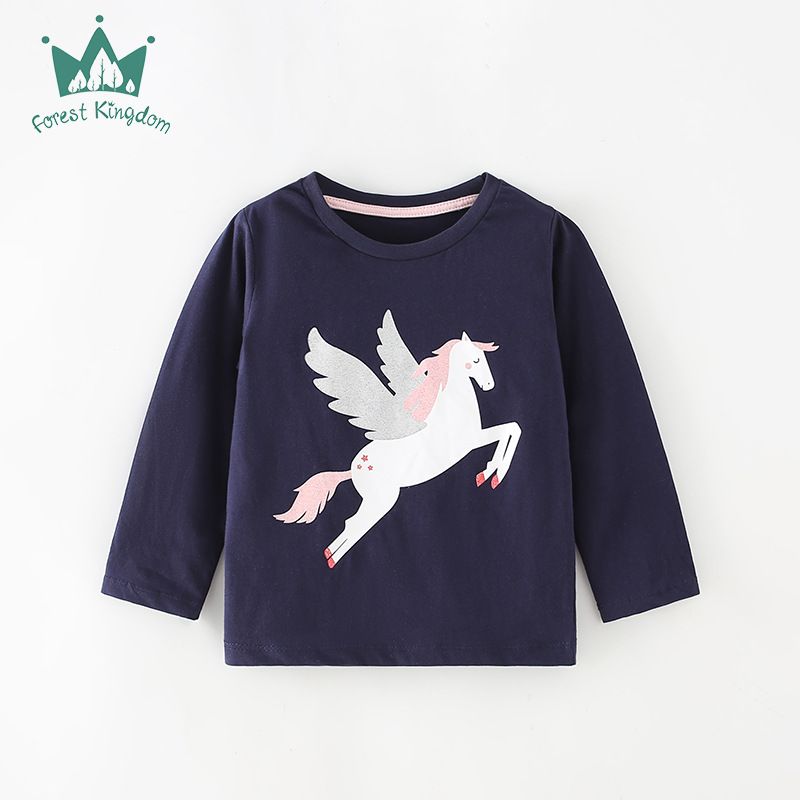 Fall Baby Girls Cartoon Printed Crew Neck T-shirt Shirt_voghion.com