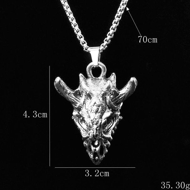 European And American Jewelry, Retro Personality Fashion Hexagram Cow Skull Pendant Men's Necklace_voghion.com