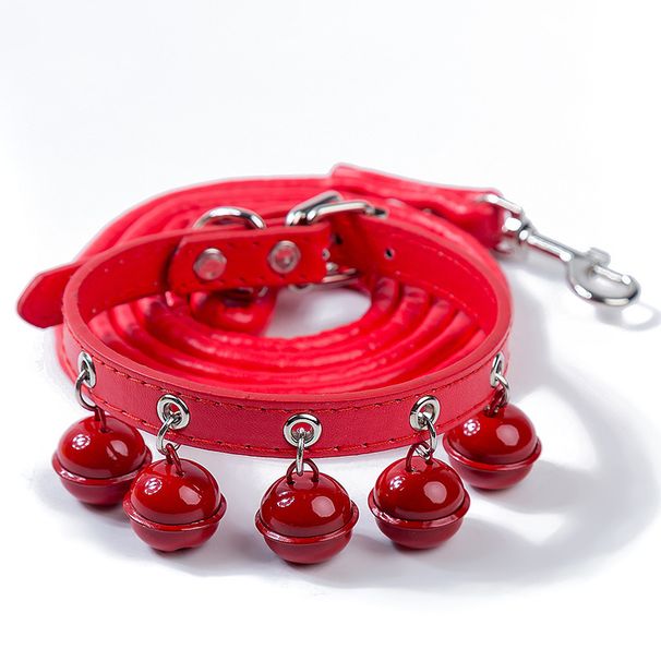 New Cute Solid Color Cat Accessories Teddy Pet Bell Collar Leash Set_voghion.com