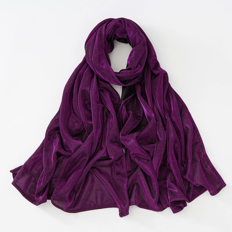 Kledingaccessoires Hoogwaardige heldere zijden lange sjaal Etnische sjaal Polyester moslim ademende vrouwelijke hoofddoek Zoomsjaal_voghion.com