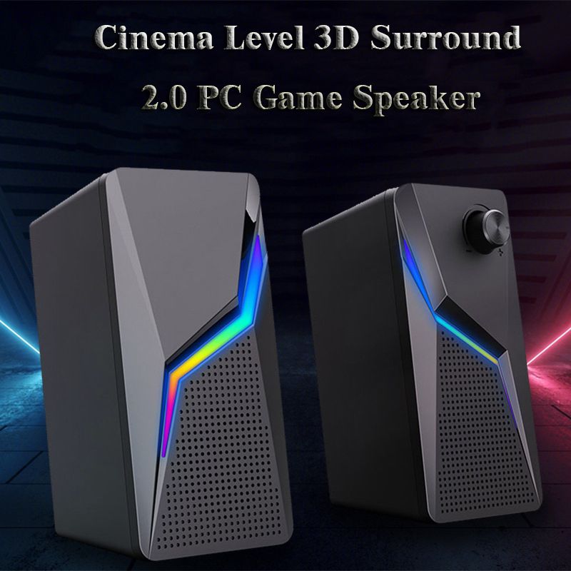 Computer Gaming Speakers Pc Soundbox Hifi Stereo Microphone Usb Wired With Led Rgb Lighting Strong Bass 2.0 Speaker_voghion.com
