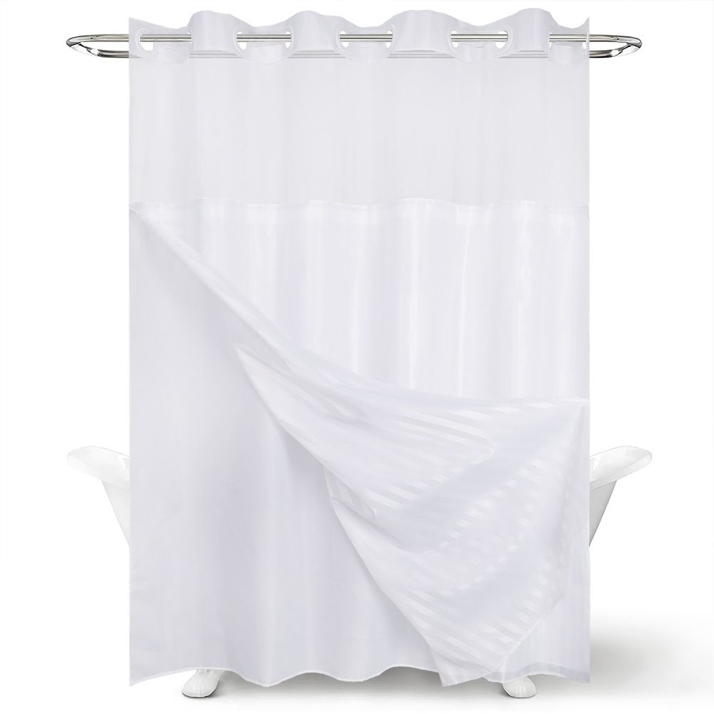 Hookless Dot Jacquard Shower Curtain – Waterproof Polyester Double-Layer Bathroom Partition, 180x180cm (Actual 183x190cm) Multiple Colors_voghion.com