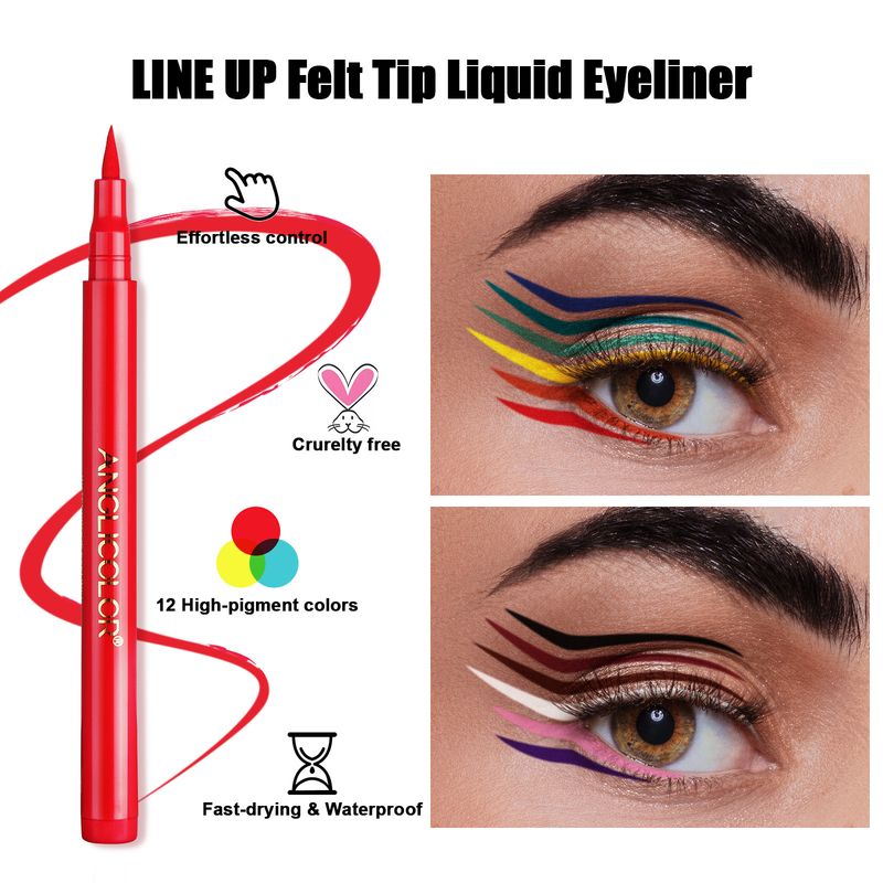 Anglicolor 12 Color Color Eyeliner Pen Durable Waterproof and Sweat Proof Not Easy to Faint Quick Drying Pen Beginner_voghion.com