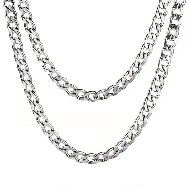 Trendy Veratile Titanium Steel Cuban Necklace Men Style Chain For Women High Street Collarbone Hip Hop Men'_voghion.com