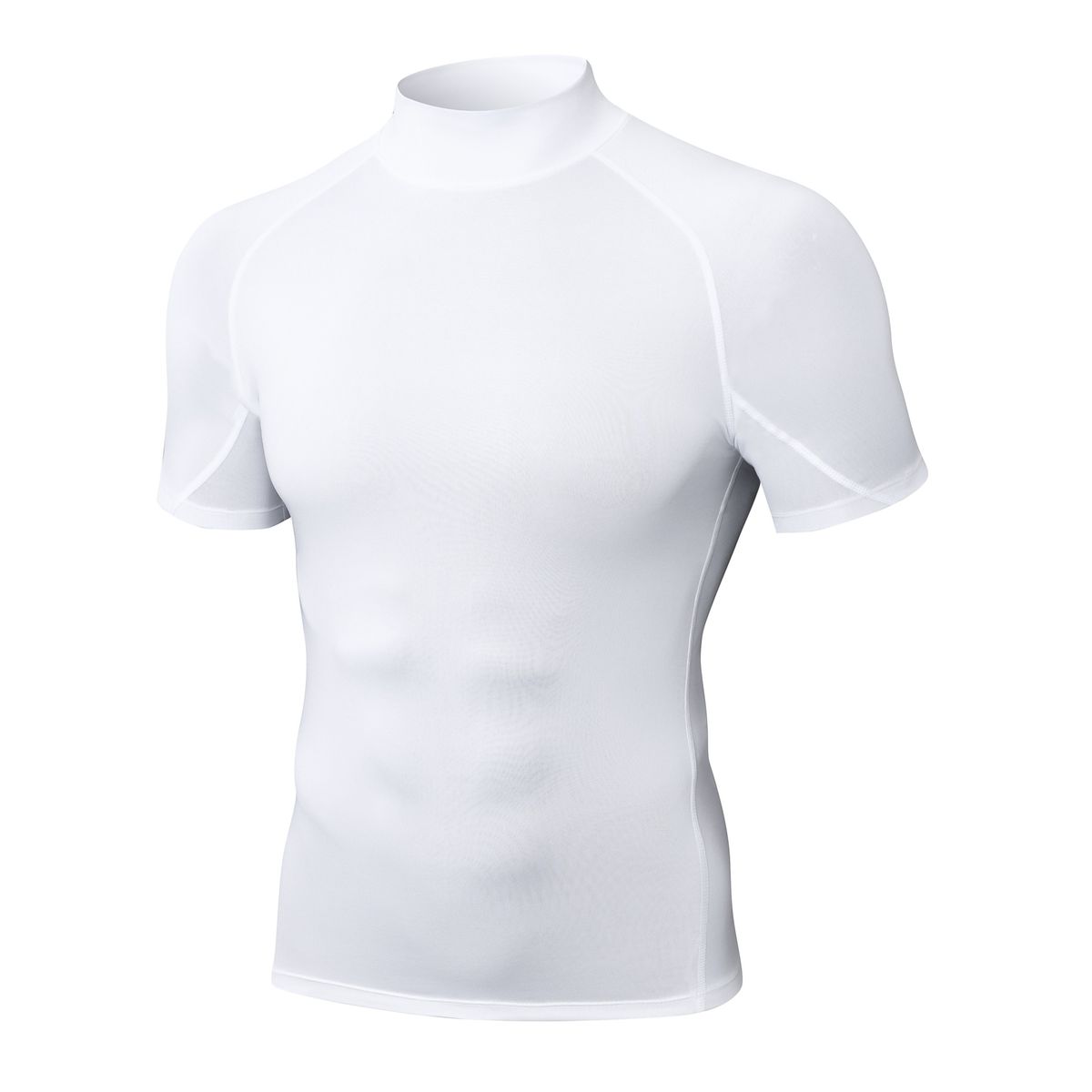 Maglietta a compressione da uomo con collo alto - Maglietta fitness elasticizzata ad asciugatura rapida per corsa, palestra e allenamento - Top sportivo traspirante che assorbe l'umidità_voghion.com