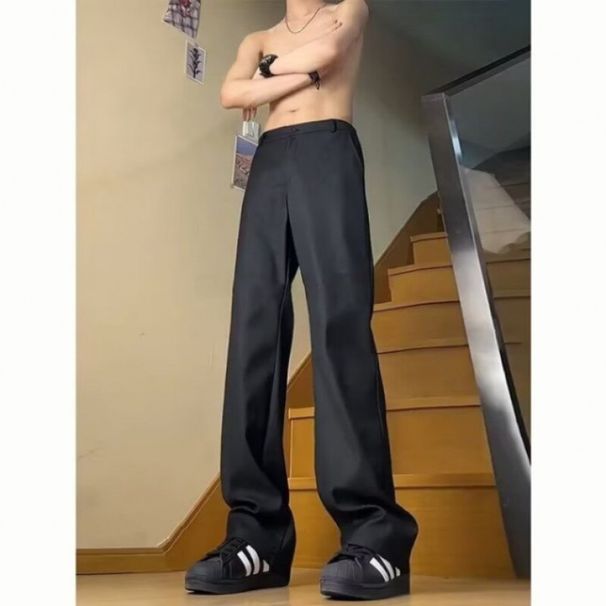 2024 Nye Løse Casual Bukser Herre Koreansk Version Trendy Alsidige Bukser Forår Og Efterår Efterårsfølelse Brede Ben Moppebukser_voghion.com