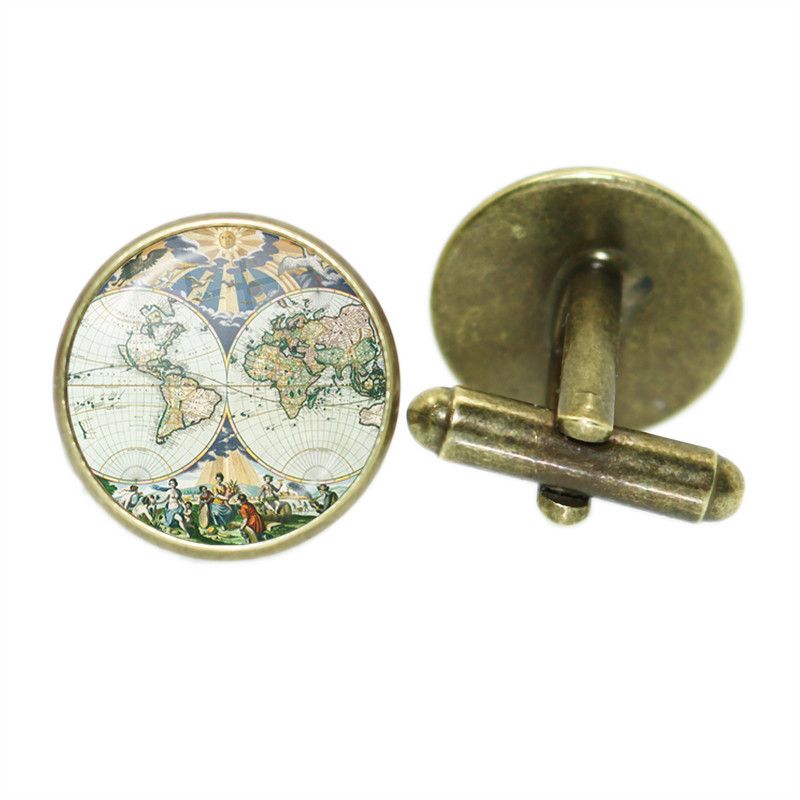 Acessórios mapa Tempo abotoaduras francês masculino e feminino camisa gravata clipe manga prego botão_voghion.com