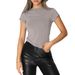 Damenbekleidung Slim Fit Langarm-T-Shirt – Basic Casual Streetwear Top mit Pastell-Farbblock-Design_voghion.com
